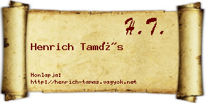Henrich Tamás névjegykártya